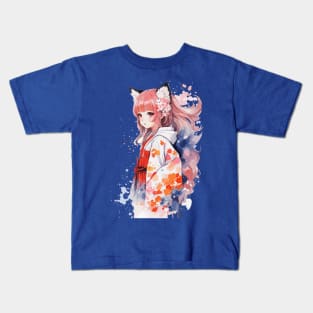 Kawaii baby in Kitsune fox kimono Kids T-Shirt